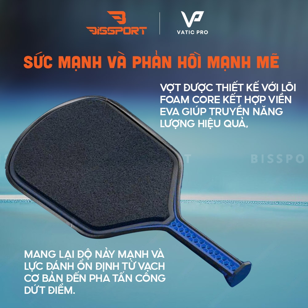 Vợt Pickleball Vatic Pro Vsol Pro Flash Chính Hãng - Lõi Carbon, Trợ  , Kiểm Soát Tốt - Bền - Tăng Lực Phát Bóng